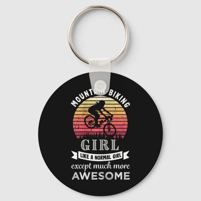 Mountain Biking Girl Funny Mtb Gift  Keychain (Front)