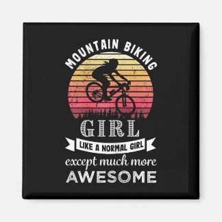 Mountain Biking Girl Funny Mtb Gift  Magnet