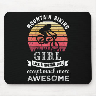 Mountain Biking Girl Funny Mtb Gift  Mouse Pad