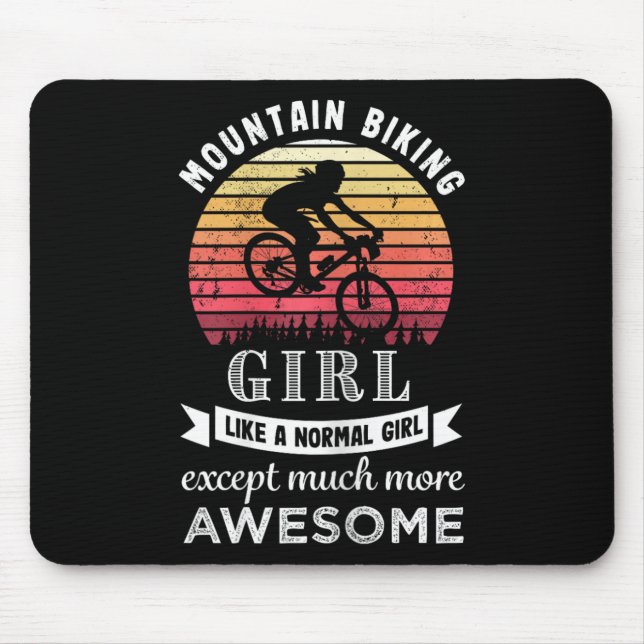 Mountain Biking Girl Funny Mtb Gift  Mouse Pad (Front)