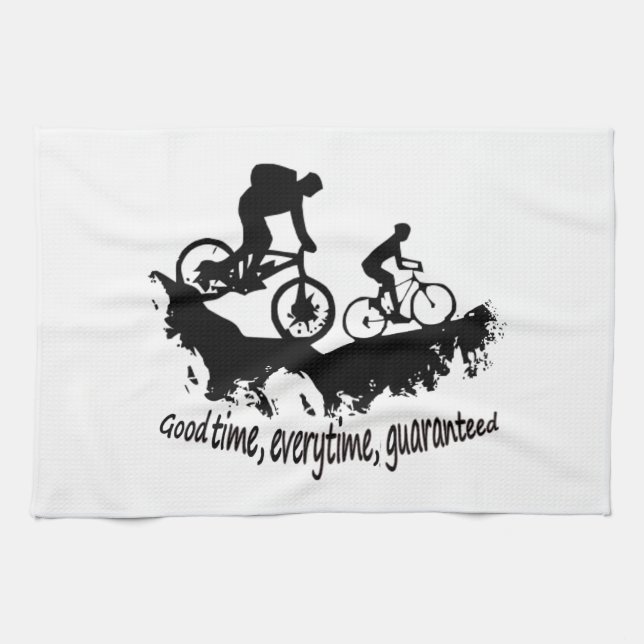 Mountain Biking Good Time Inspirational Quote Kitchen Towel (Horizontal)