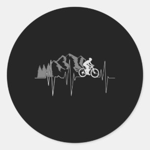 Mountain Biking Heartbeat Biker Gift  Classic Round Sticker