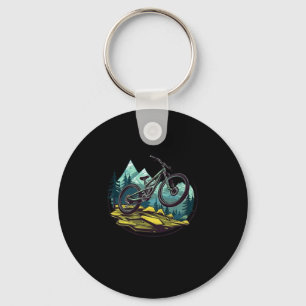 Mountain Biking Illustration Keychain