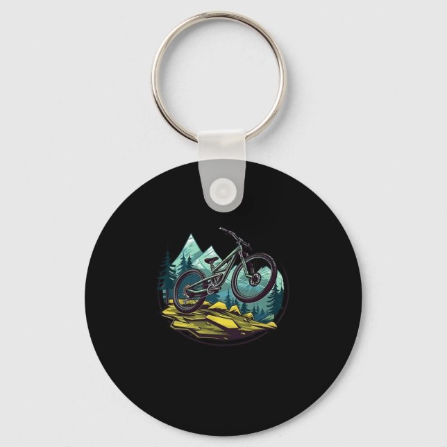 Mountain Biking Illustration  Keychain (Front)