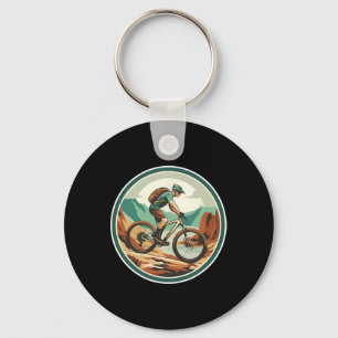 Mountain Biking Illustration Racing Sport Keychain