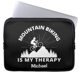 Mountain Biking Is My Therapy Laptop Sleeve