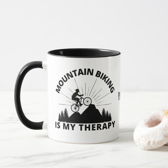 Mountain Biking Is My Therapy Mug (With Donut)
