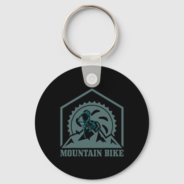 Mountain Biking It Never Gets Easier Downhill Moun Keychain (Front)