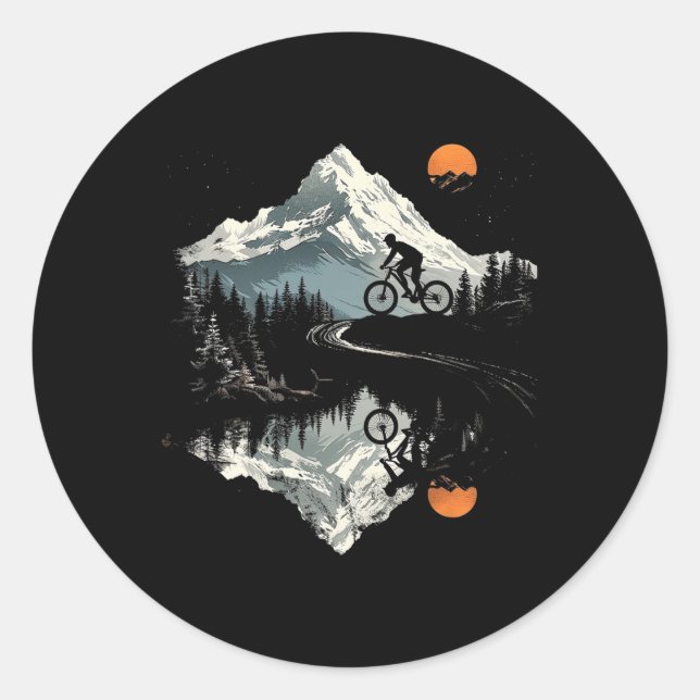 Mountain Biking Landscape  Classic Round Sticker (Front)