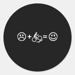 Mountain Biking Makes Happy Funny Mtb Bicycle Grav Classic Round Sticker