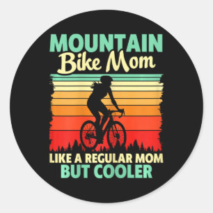 Mountain Biking Mom Funny Cool Cyclist Retro Sunse Classic Round Sticker
