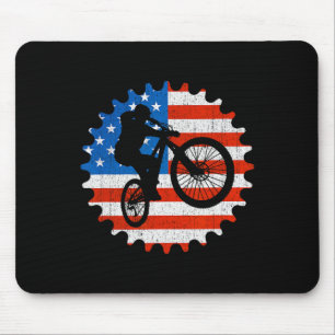 Mountain Biking Mtb Mountain Bikers Patriotic Usa Mouse Pad