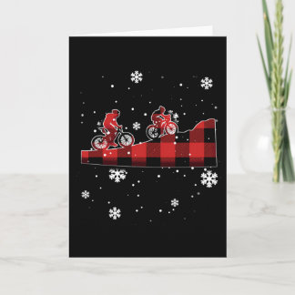 Mountain Biking Plaid Christmas Card