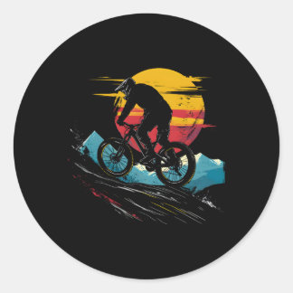 Mountain Biking Portrait Outdoor Sports _1  Classic Round Sticker