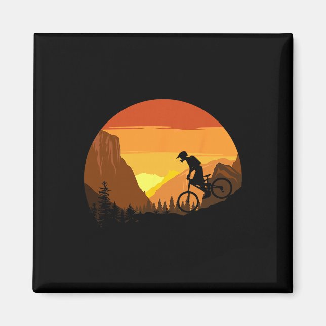 Mountain Biking Retro Sunset Trail Rider  Magnet (Front)