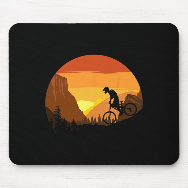 Mountain Biking Retro Sunset Trail Rider  Mouse Pad (Front)