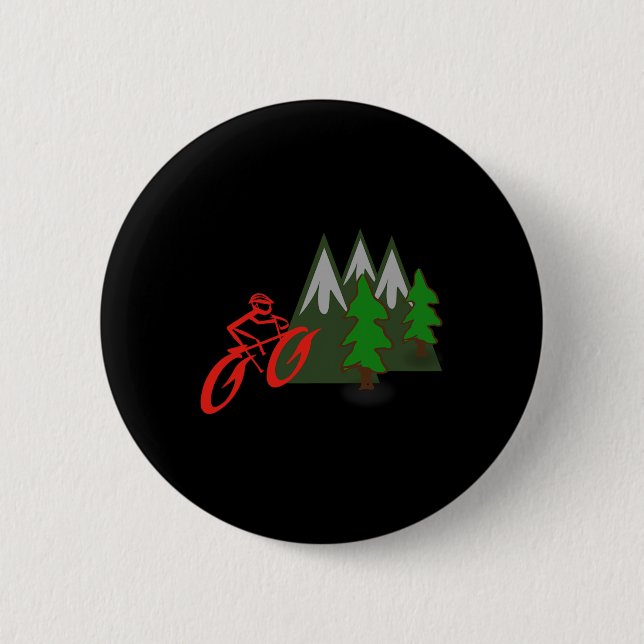 Mountain Biking Rider Climbing Scene  2 Inch Round Button (Front)