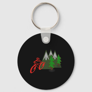 Mountain Biking Rider Climbing Scene Keychain