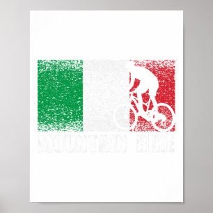 Mountain Biking Sport, Italy Flag, Italian Bicycle Poster