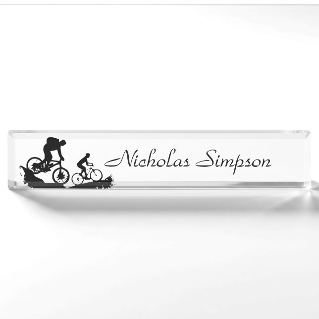 Mountain Biking Sport Logo Custom Name Art Nameplate (Front)
