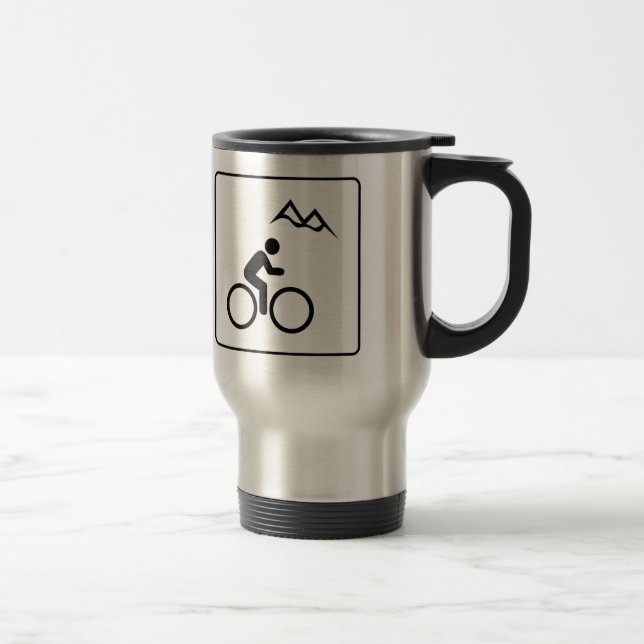Mountain Biking Symbol Travel Mug (Right)