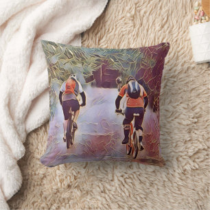 MOUNTAIN BIKING THROW PILLOW