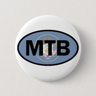 Mountain Biking Utah Flag 2 Inch Round Button