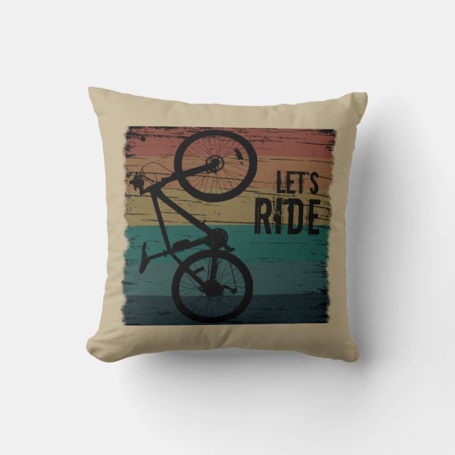 Mountain biking vintage throw pillow (Front)