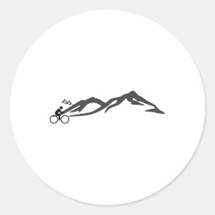 Mountain Biking With Mountain Scene  Classic Round Sticker