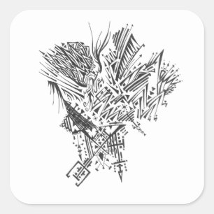 Mountain Black White Abstract Tribal Tattoo Art Square Sticker
