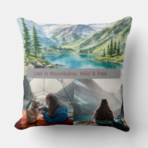 Mountain Bliss Moments Aesthetic Girl Photo Custom Throw Pillow