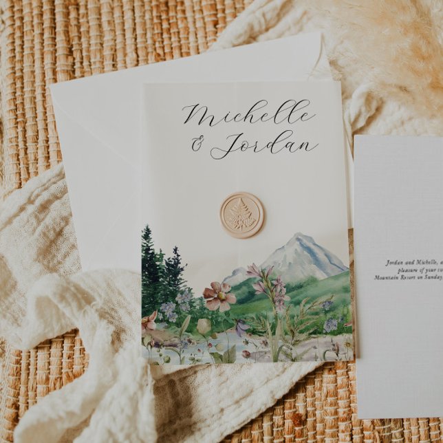 Mountain Blooms | Elegant Vellum Overlay Invitations (Creator Uploaded)