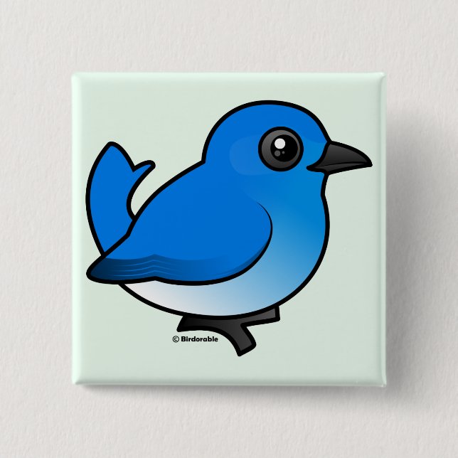 Mountain Bluebird 2 Inch Square Button (Front)