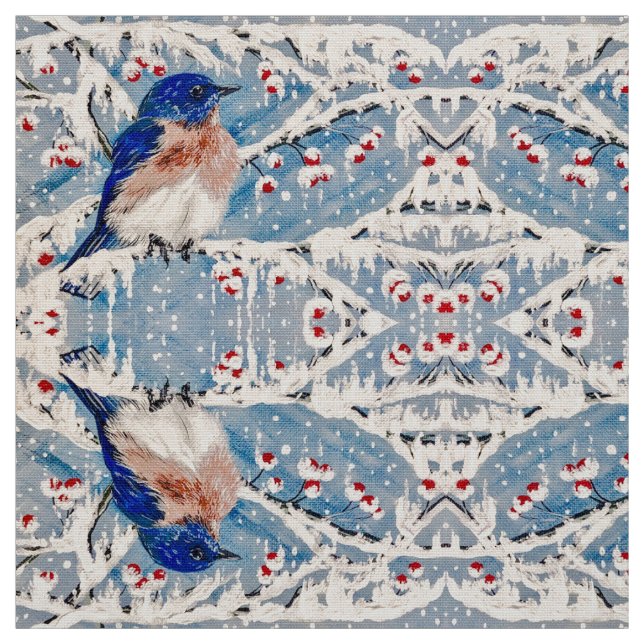 Mountain Bluebird in Holly Berry Fabric (Swatch)