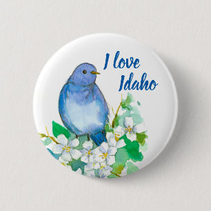 Mountain Bluebird Mock Orange Personalized 2 Inch Round Button