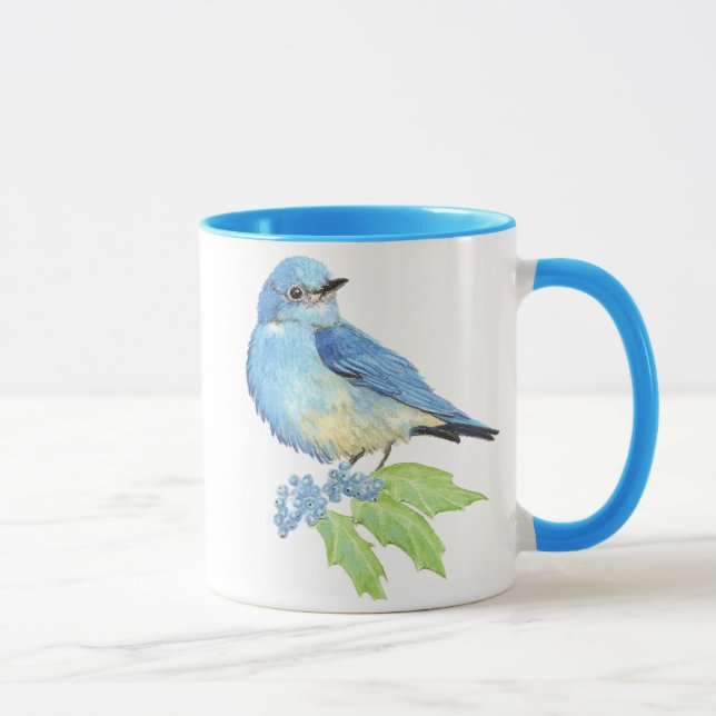 Mountain Bluebird Oregon Grape Mug (Right)