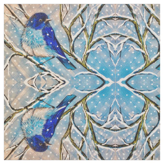 Mountain Bluebird Watching the Snow Fabric (Swatch)