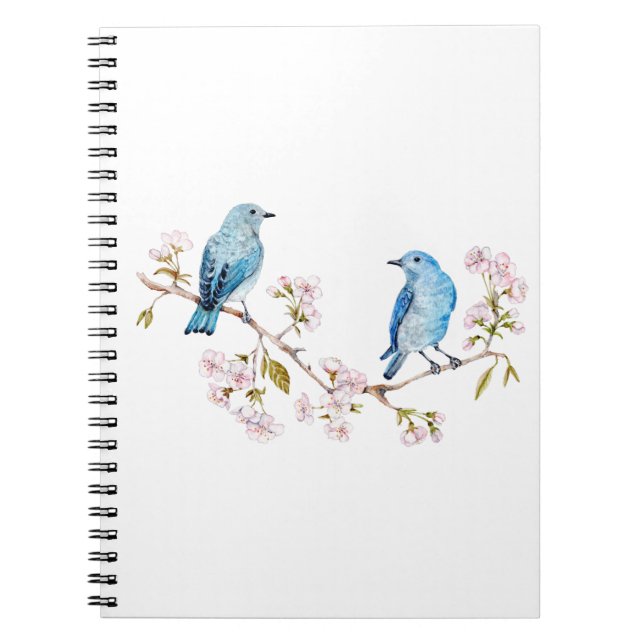 Mountain Bluebirds on Sakura Branch Notebook (Front)