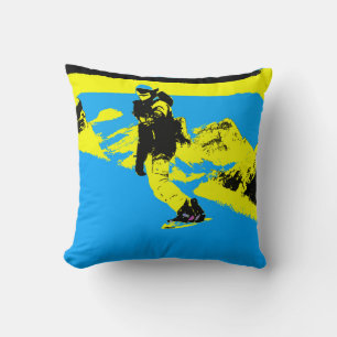Mountain Boarding - Snowboarder  Throw Pillow