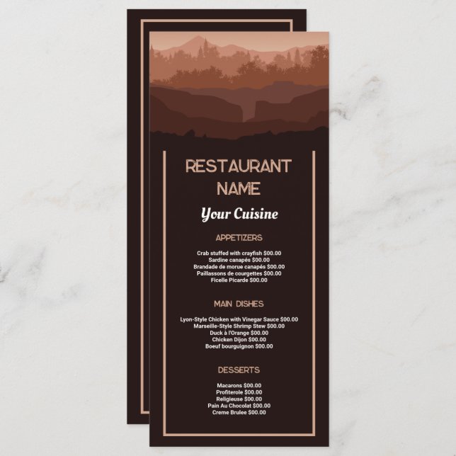 Mountain Brown, Restaurant Slimline Menu (Front/Back)