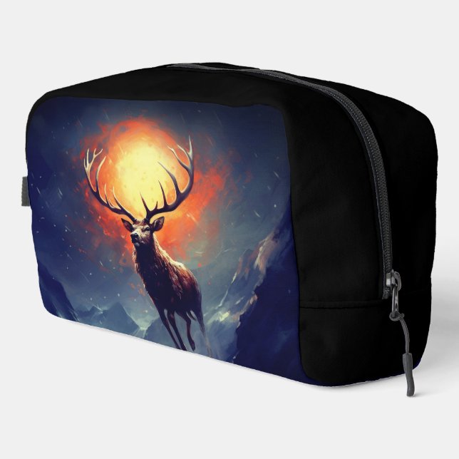 Mountain Buck Running From Blazing Fire   Dopp Kit (Right Corner)