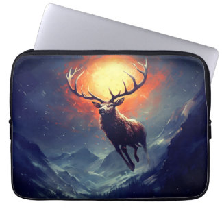 Mountain Buck Running From Blazing Fire Laptop Sleeve