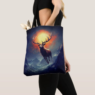 Mountain Buck Running From Blazing Fire   Tote Bag