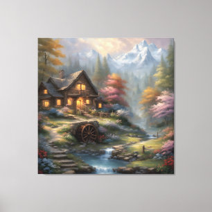 Mountain Cabin in the Woods Canvas Print