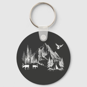 Mountain Camping Adventure Wilderness Nature Keychain