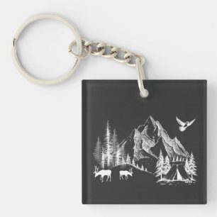 Mountain Camping Adventure Wilderness Nature Keychain