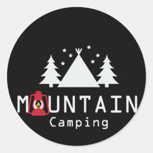 mountain camping classic round sticker