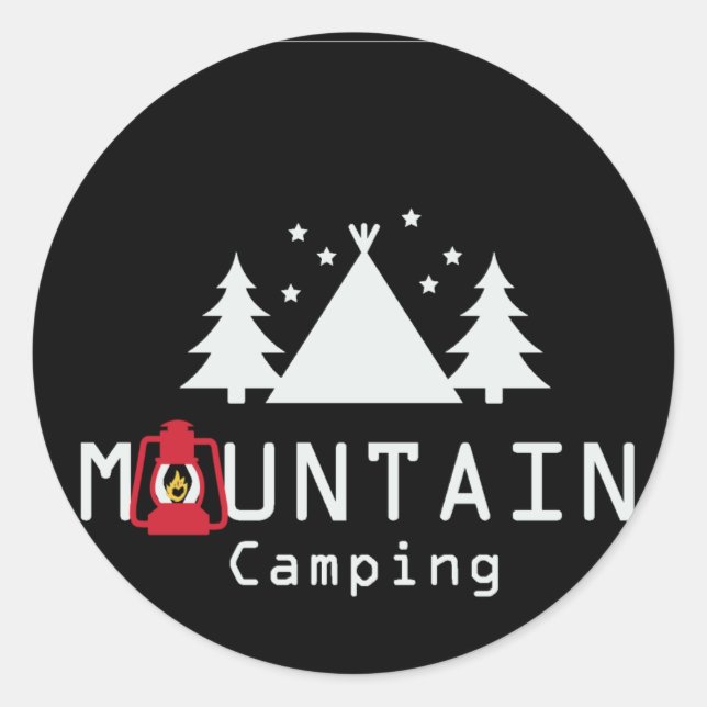 mountain camping classic round sticker (Front)