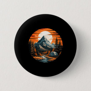 Mountain Camping Hiking Outdoor Nature Forest Mens 2 Inch Round Button