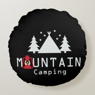 mountain camping round pillow